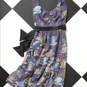 Anthropologie Floreat Sugar & Cream 100% Silk Dress Size 2